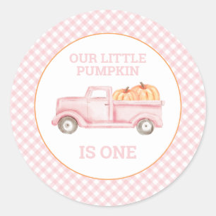 Vår lilla Pumpkin är One Rosa Lastbil Runt Klistermärke