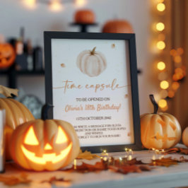 Vår lilla pumpkin Birthday Time Capsule-skylt Poster