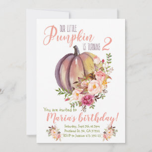 Vår lilla Pumpkin blir födelsedagsinbjudan Inbjudningar
