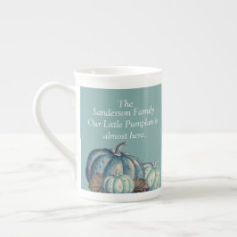 Vår lilla Pumpkin Blue Pumpkin Baby Shower Benporslin Mugg