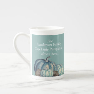 Vår lilla Pumpkin Blue Pumpkin Baby Shower Benporslin Mugg