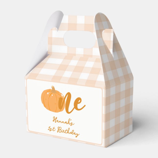 Vår lilla Pumpkin Boho-Orange 1:a födelsedagen Presentaskar (Framsidan Sidan)
