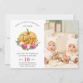 Vår lilla Pumpkin Fall-Blommigt 2:a Twillingarna f Inbjudningar