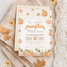Vår lilla Pumpkin Fall Watercolor Blommigt Birthda