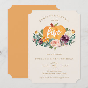 Vår lilla Pumpkin Femte födelsedagsinbjudan Inbjudningar