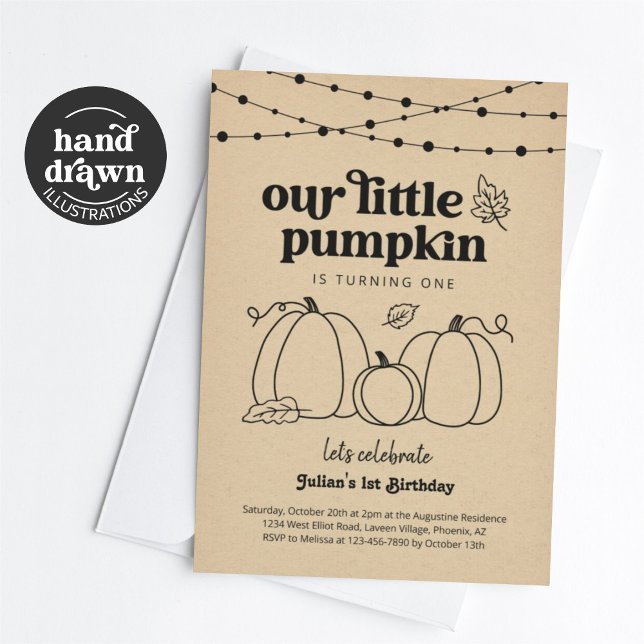 Vår lilla Pumpkin First Födelsedagsfest inbjudan (Skapare uppladdad)