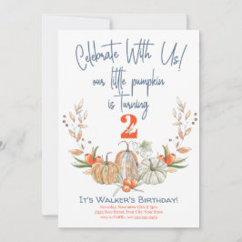 Vår lilla Pumpkin II Birthday Blue-inbjudan Inbjudningar