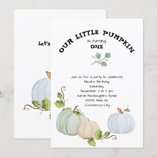 Vår lilla Pumpkin-inbjudan på födelsedagen Inbjudningar