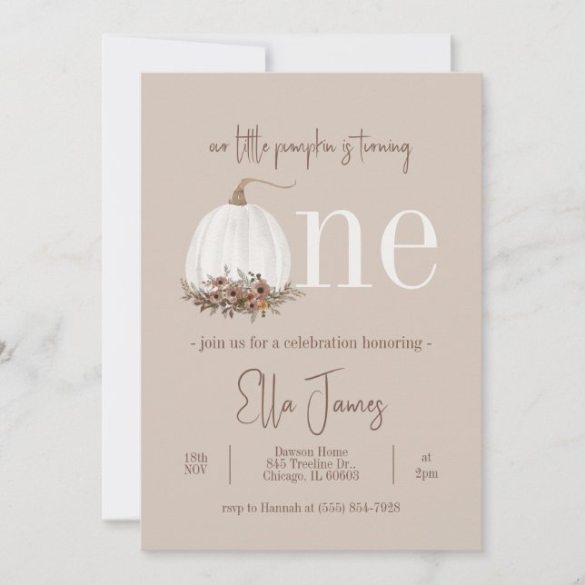 Vår lilla Pumpkin-inbjudan på födelsedagen Inbjudningar (Framsida)