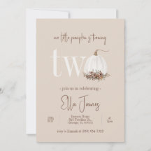 Vår lilla Pumpkin-inbjudan till andra födelsedagen