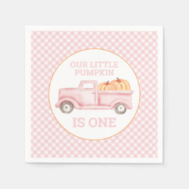 Vår lilla Pumpkin ljusa rosa lastbil första födels Pappersservett