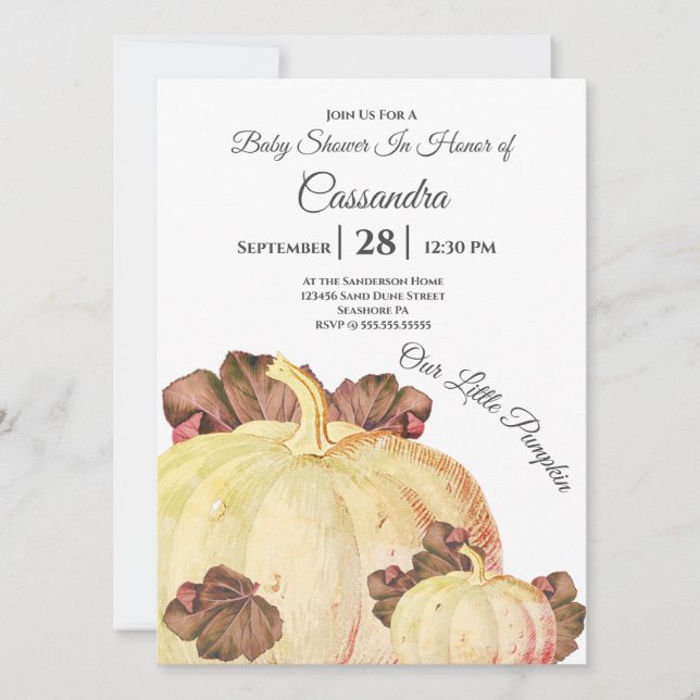 Vår lilla Pumpkin Rosa Flicka Shower (Framsida)