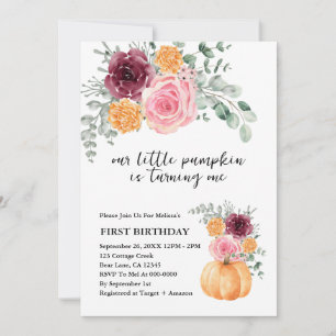 Vår lilla Pumpkin vänder en Blommigt Inbjudningar