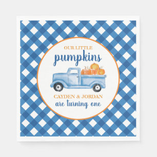 Vår lilla Pumpkins Blue lastbil twin 1st-födelseda Pappersservett