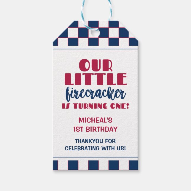 Vår lilla rackare blir en födelsedag presentetikett (Framsidan)