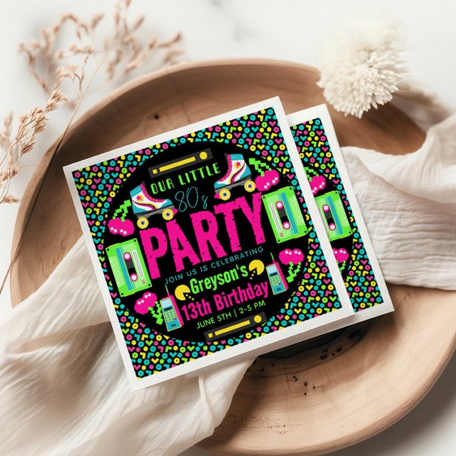 vår lilla Retro Neon 80-Födelsedagsfest Pappersservett (Skapare uppladdad)