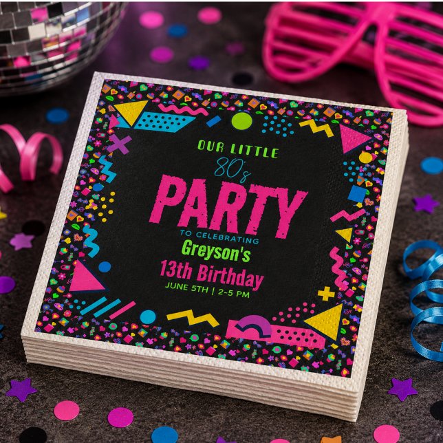 vår lilla Retro Neon 80-tals Födelsedagsfest Pappersservett (our little Retro Neon 80's Birthday Party Napkins)