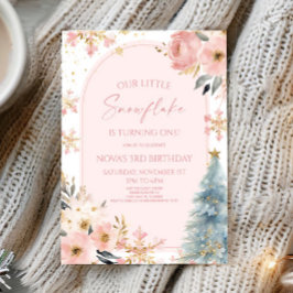 Vår lilla Rosa Winter-Födelsedagsfest Inbjudningar