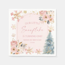 Vår lilla Rosa Winter-Födelsedagsfest Pappersservett