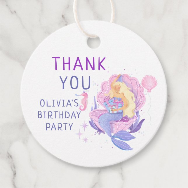 Vår lilla Sjöjungfru är färglös hela födelsedagen Gåvor Etiketter (Framsida)