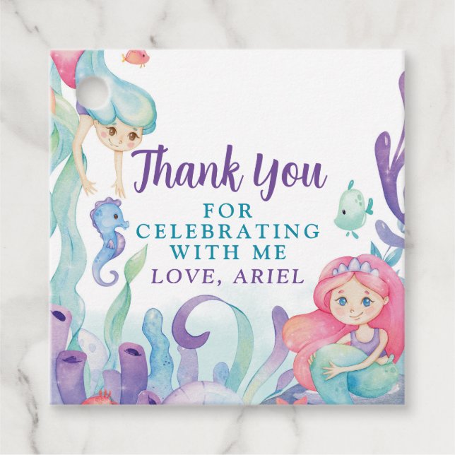 Vår lilla Sjöjungfru-Tack Gåvor Etiketter (Framsida)
