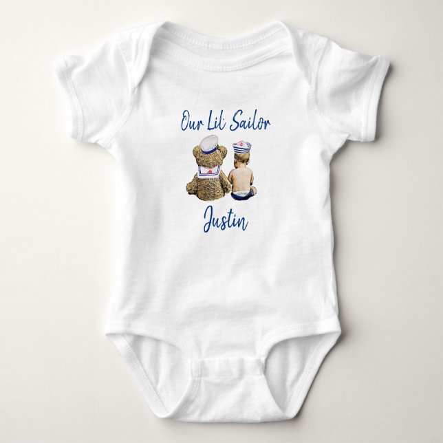 Vår lilla sjöman Personlig babypojke T Shirt (Framsida)