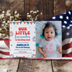 Vår lilla smällare 1-års födelsedagsfest Foto Inbjudningar