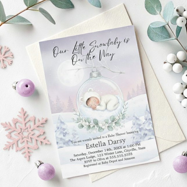 Vår lilla snöbaby är på väg Vinter Babyshower Inbjudningar (Skapare uppladdad)