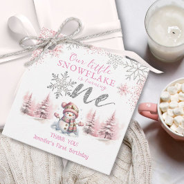 Vår lilla snöflammande flicka Rosa Silver 1:a föde Gåvor Etiketter