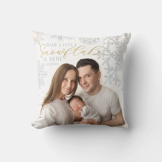 Vår lilla snöflinga Baby Photo Pillow Kudde (Framsida)