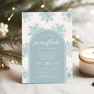 Vår lilla snöflinga Vinter Blå Baby Shower Inbjuda Inbjudningar