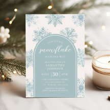 Vår lilla snöflingor Vinter Blue Baby Shower Invit