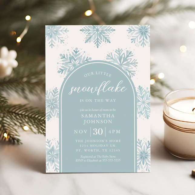 Vår lilla snöflingor Vinter Blue Baby Shower Invit Inbjudningar (Skapare uppladdad)