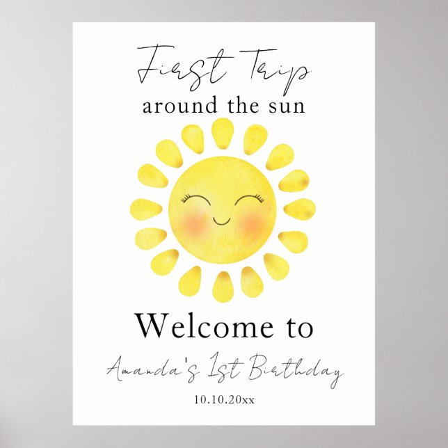 Vår lilla sol 1-års födelsedagsfest poster (Framsidan)