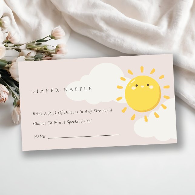 Vår lilla solljus Rosa Diaper Raffle Baby Shower Tilläggskort (Skapare uppladdad)