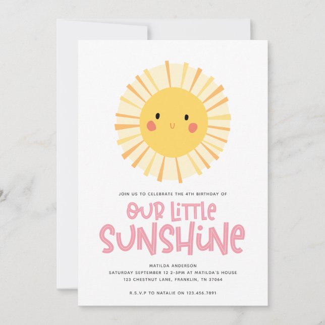 Vår lilla solljus-rosa-födelsedagsfest (Framsida)