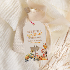 Vår lilla solrosgård är under födelsedag presentetikett