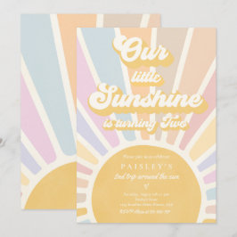 Vår lilla solsken, andra födelsedag Party Retro-Ro Inbjudningar
