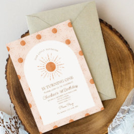 Vår lilla solskenare Sol Retro minimalt 1:a födels Inbjudningar