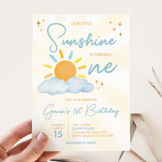 Vår lilla solskenFödelsedagsfest Inbjudningar (Little Sunshine Birthday Party Invitation)