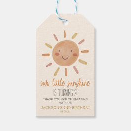 Vår lilla solskensfärgade Gult Sol Födelsedagsfest Presentetikett