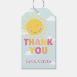 Vår lilla solskensfärgade Rosa Födelsedagsfest i a Presentetikett