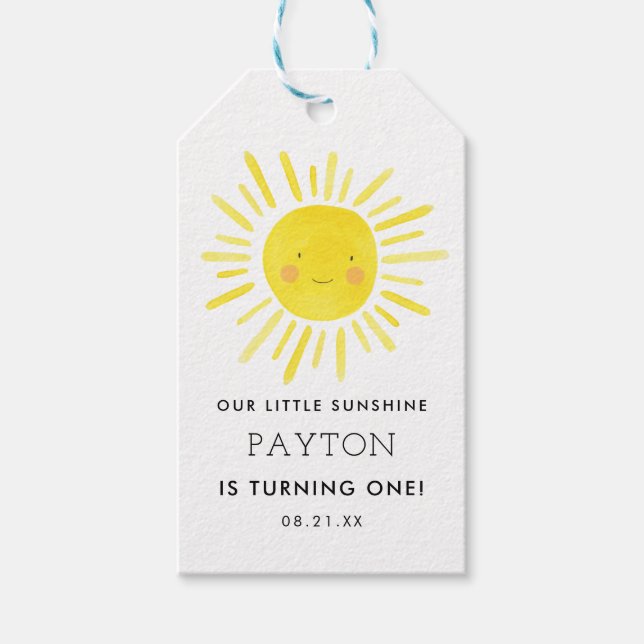 Vår lilla solskine Party-flicka 1:a födelsedagen Presentetikett (Framsidan)