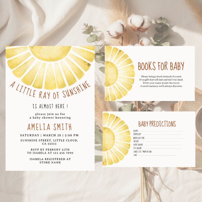 Vår lilla solstråle Baby Shower-inbjudan Inbjudningar (Skapare uppladdad)