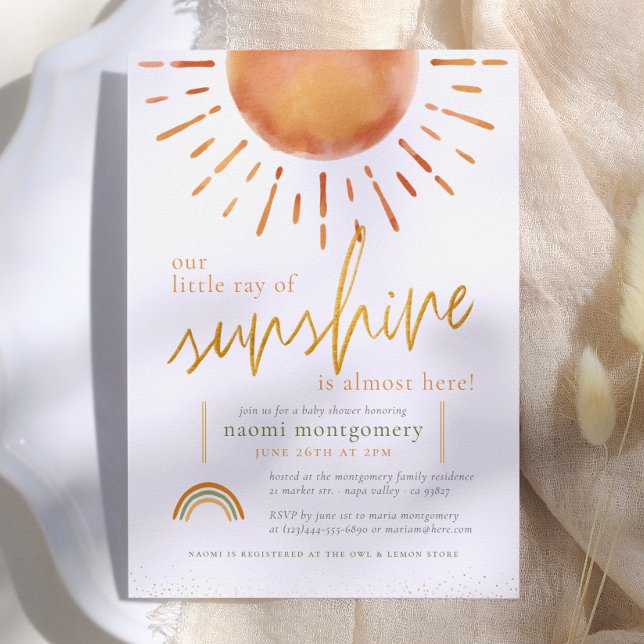 Vår lilla solstråle Boho Baby Pojke Bebis Shower Inbjudningar (Skapare uppladdad)