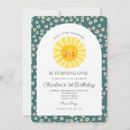 Vår lilla solstråle som vrider en Sol 1:a födelsed Inbjudningar