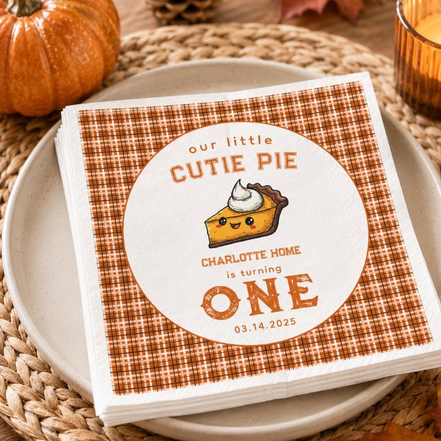 Vår lilla söta paj Pi-dagen 1-årsdag Pappersservett (Our Little Cutie Pi Day 1st Birthday Napkins)