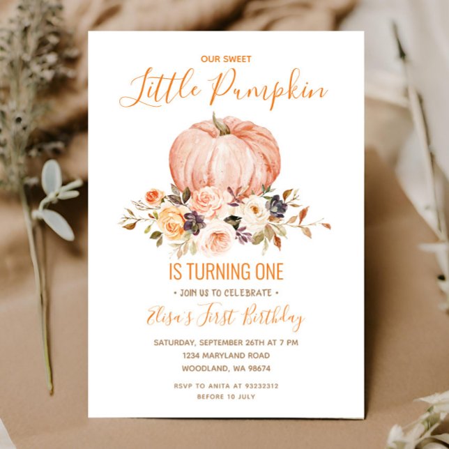 Vår lilla sötare Pumpkin Birthday-inbjudan Inbjudningar (Skapare uppladdad)