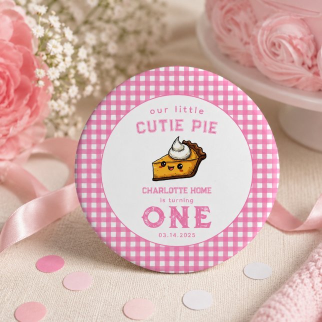 Vår lilla sötnos Pi-dagen 1-årsdag Knapp (Our Little Cutie Pi Day 1st Birthday Button)