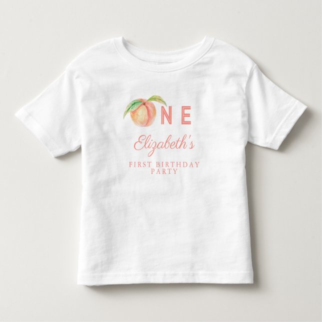 Vår lilla sötpeach är en Baby första födelsedag T Shirt (Framsida)